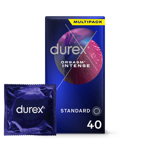 Durex FR Bundles Préservatifs perlés, nervurés et lubrifiés Orgasm'Intense x40