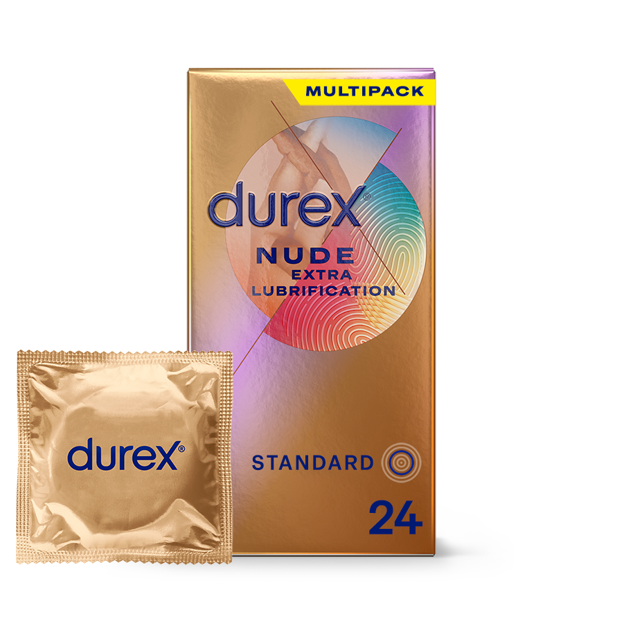 Durex FR Condoms Durex Nude Extra Lubrification - Sensation Peau contre Peau - 24 préservatifs