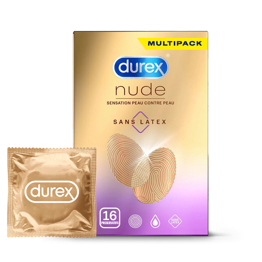 Durex FR Condoms Durex Nude Sans Latex Sensation Peau contre Peau - 16 préservatifs